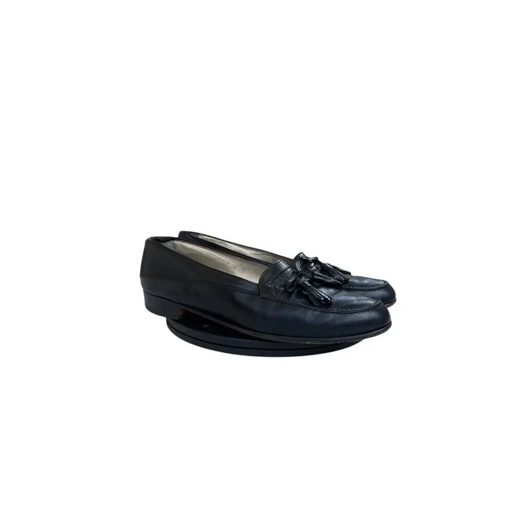 Bally of Switzerland Mens Loafers Size 10 Black Leather Kiltie Tassel Shoes Vtg